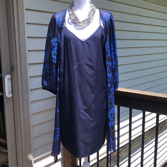 Navy Floral Shirt Dress by Express - Picture 16 of 16